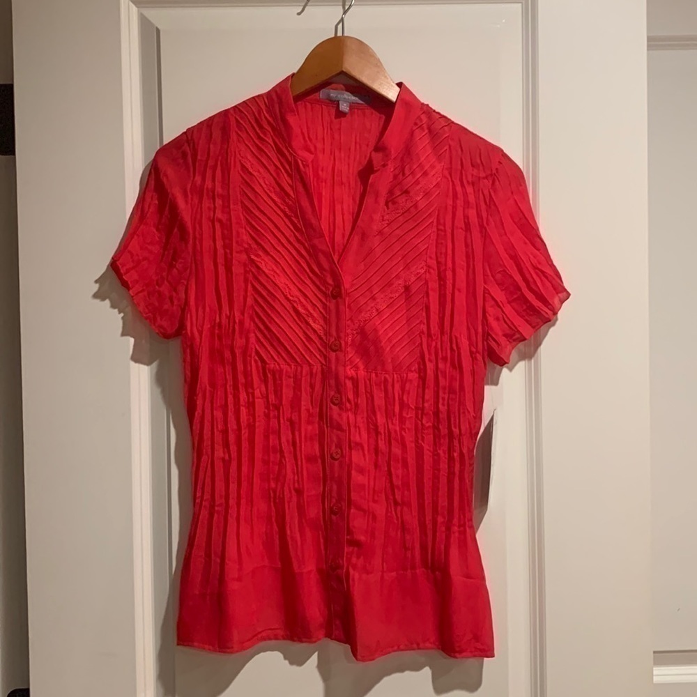 NY Collection Red Babydoll Top Size Medium